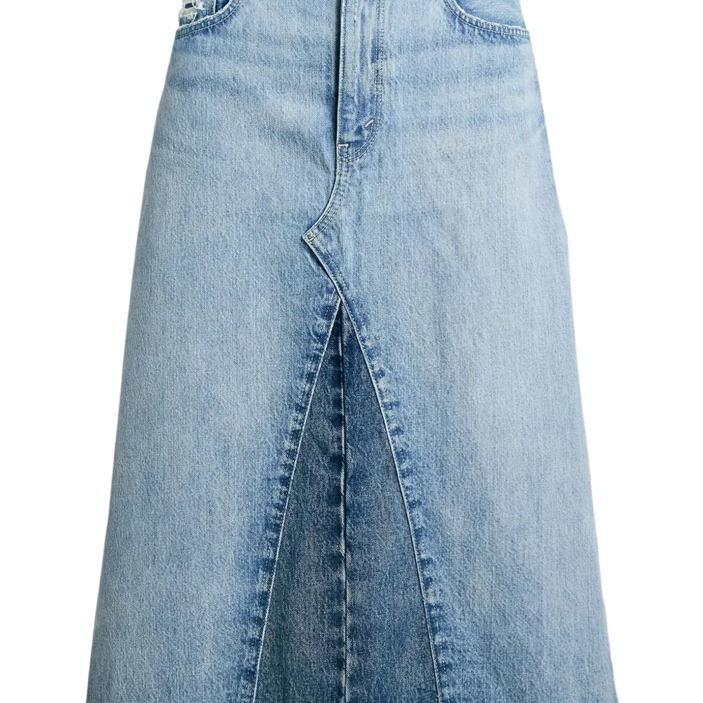 джинсовая юбка миди в технике пэчворк