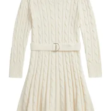 Платье фактурной вязки с поясом Платье фактурной вязки с поясом