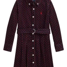 Платье с поясом и принтом