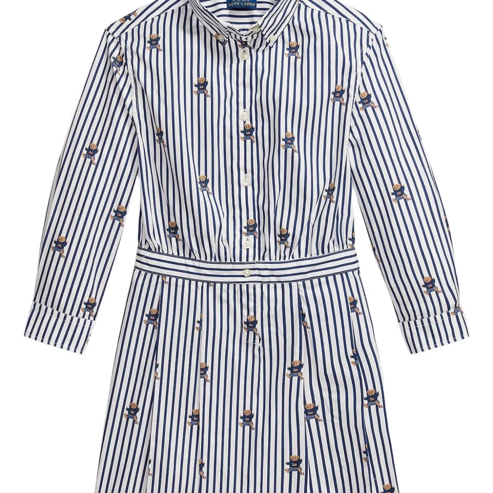 Полосатое платье-рубашка с принтом