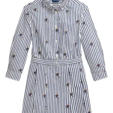 Полосатое платье-рубашка с принтом