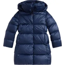 длинное пальто-пуховик с капюшоном