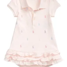 платье с воротником поло и оборками