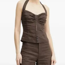 Топ с вырезом халтер и сборками