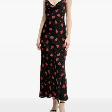 Платье миди с цветочным принтом