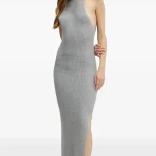 Платье макси с высоким воротником