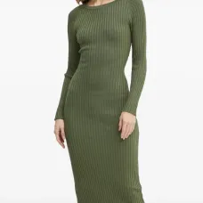 Платье миди с отделкой в рубчик