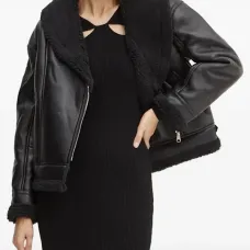 Байкерская куртка с флисовым воротником