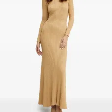 Платье макси в рубчик с открытой спиной