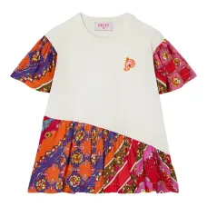 футболка в технике пэчворк с цветочным принтом