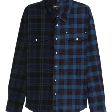 Рубашка в клетку с цветными блоками