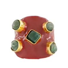 Кольцо из эмали с инкрустированными камнями