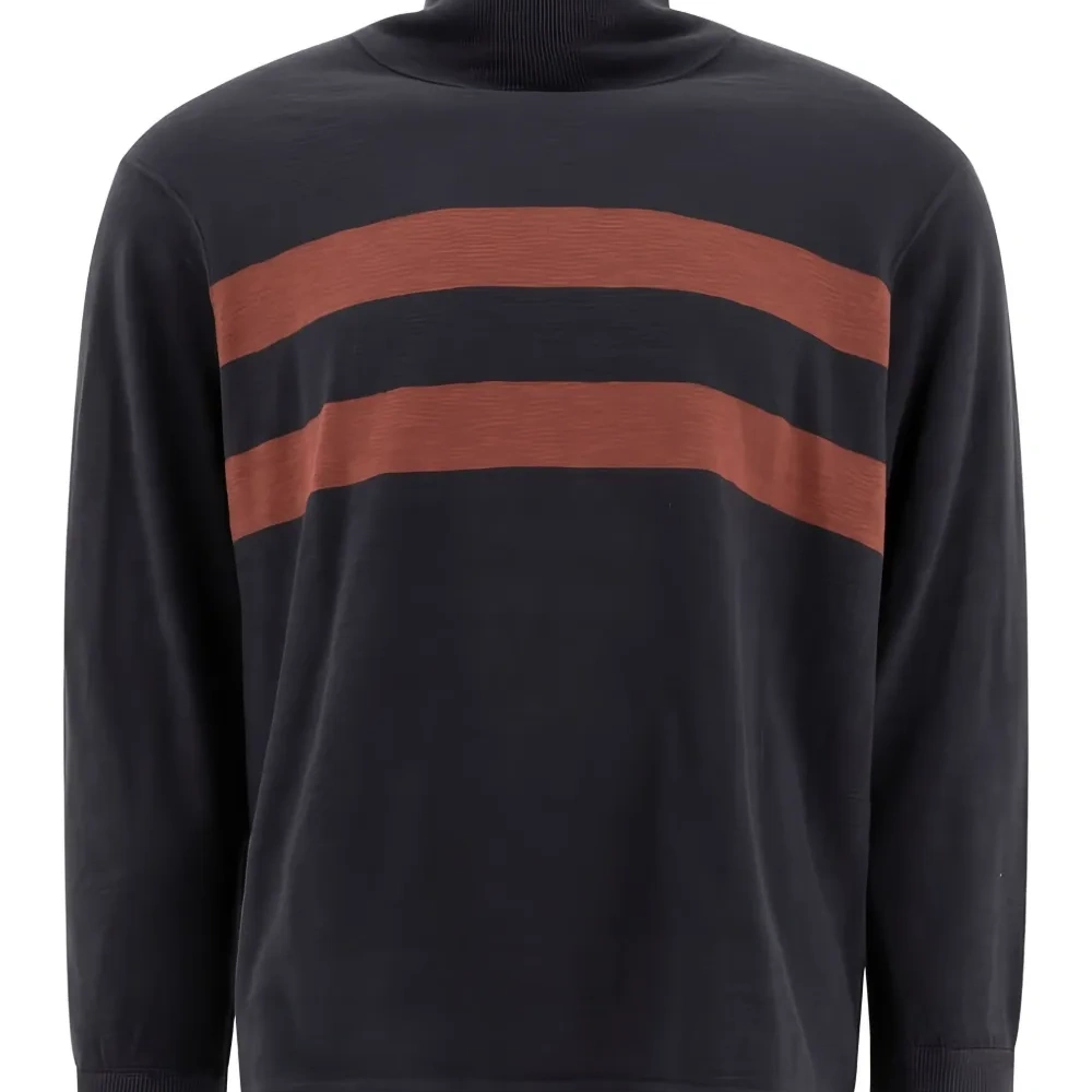 Полосатая толстовка с высоким воротником