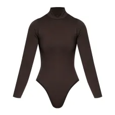 боди с длинными рукавами и высоким воротником