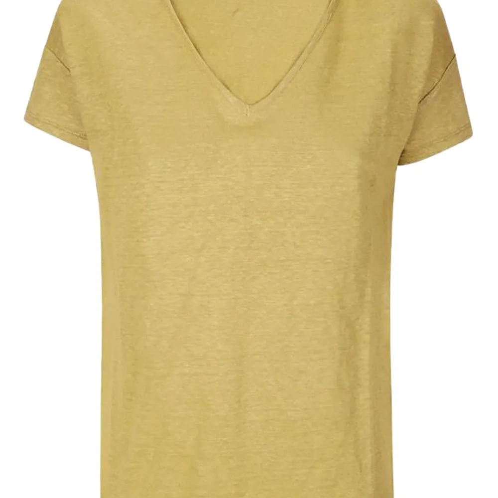 Льняная футболка с V-образным вырезом