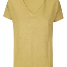 Льняная футболка с V-образным вырезом