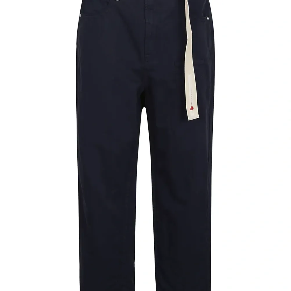 Брюки из хлопка и льна с поясом