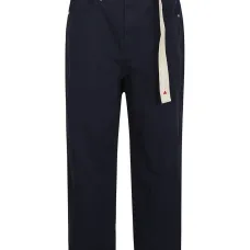 Брюки из хлопка и льна с поясом