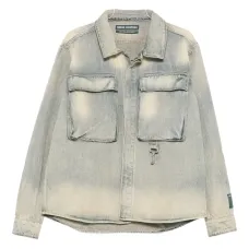 Рубашка с потайной застёжкой и накладными карманами с клапанами