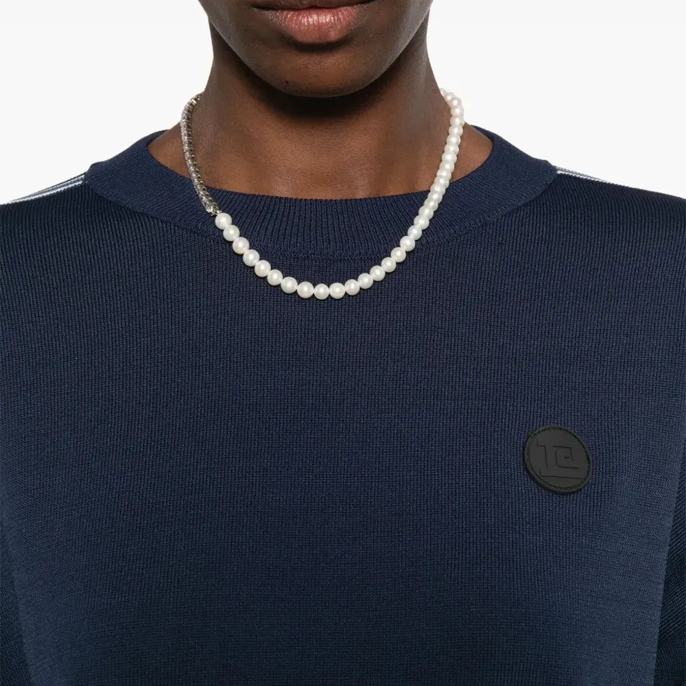 Джемпер с отделкой в полоску