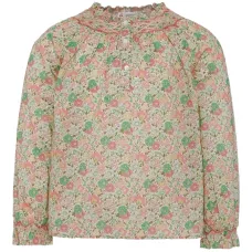 блузка с оборками и цветочным принтом