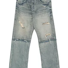 Широкие джинсы с эффектом потертости