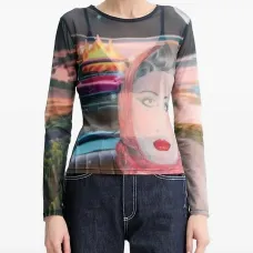 Сетчатый топ с принтом Сетчатый топ с принтом