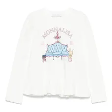 Футболка с оборками и графичным принтом