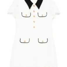 Платье с контрастным воротником и кружевом