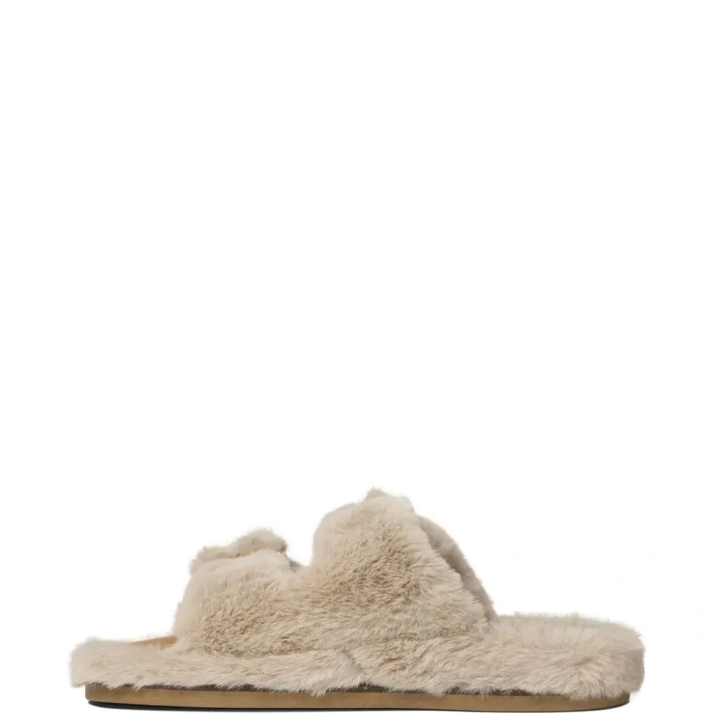 Сандалии с искусственным мехом