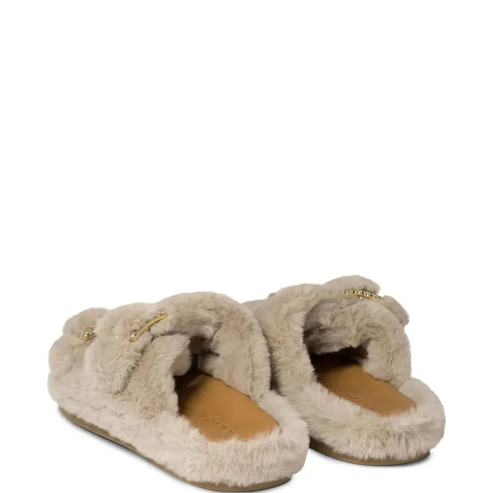 Сандалии с искусственным мехом