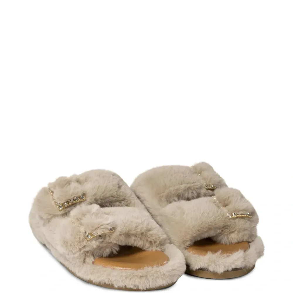 Сандалии с искусственным мехом