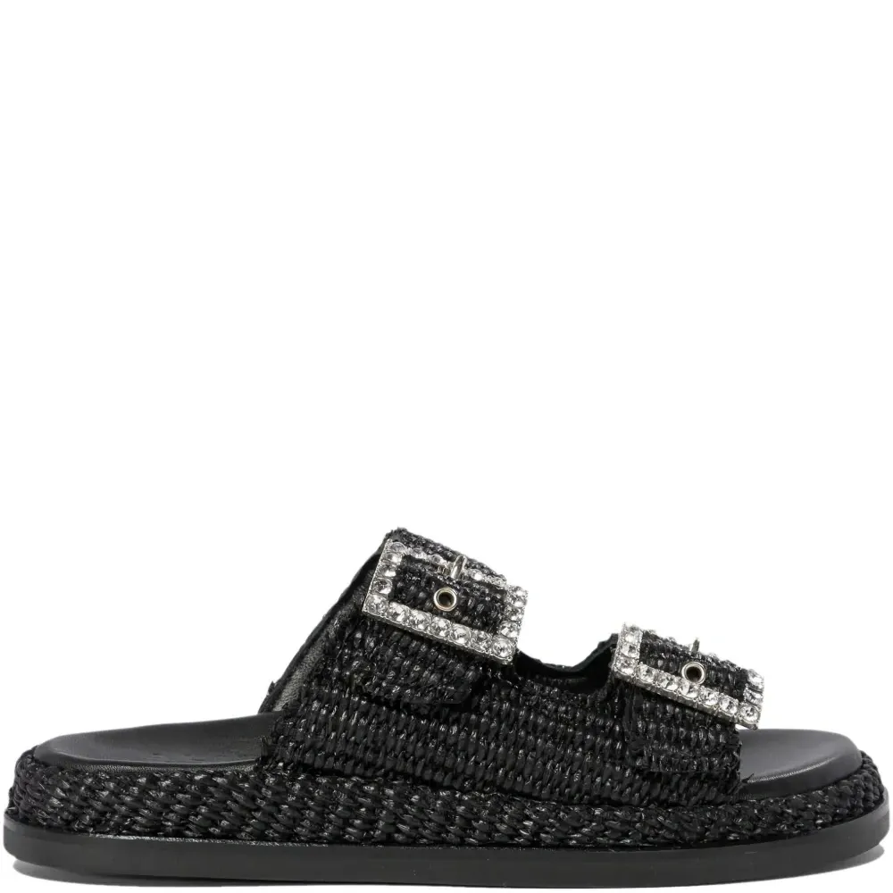 Сандалии из рафии с пряжками