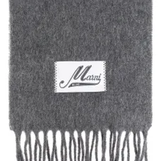 шарф логотипом и бахромой шарф логотипом и бахромой