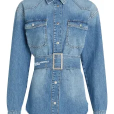 Джинсовая рубашка с поясом