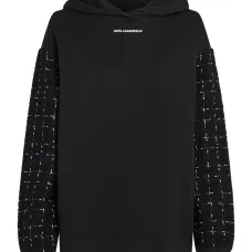 Худи с твидовыми рукавами