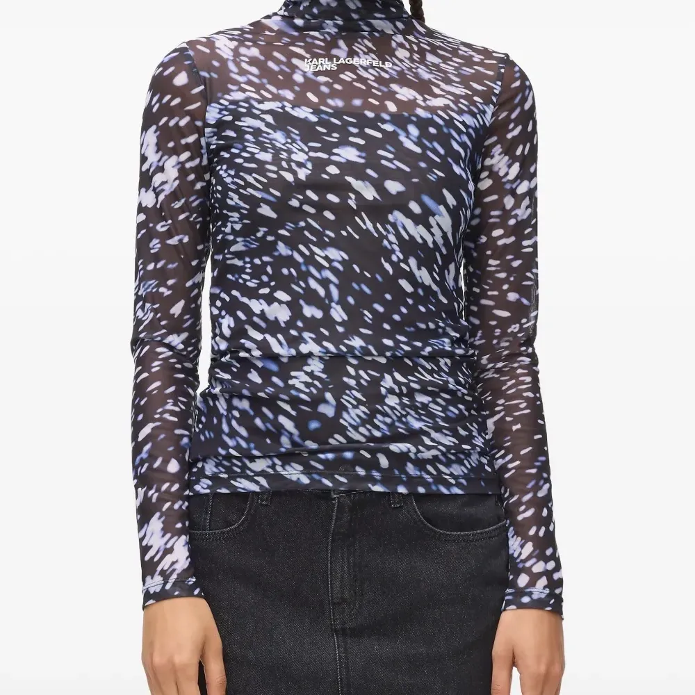 Сетчатый топ с принтом