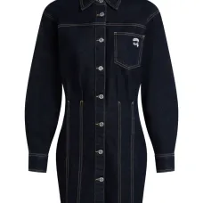 Джинсовое платье-рубашка с нашивкой-логотипом