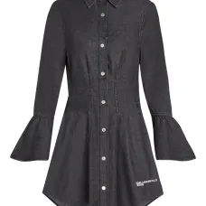 Джинсовое платье с рукавами колокол Джинсовое платье с рукавами колокол