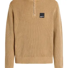 Свитер в рубчик с воротником на молнии