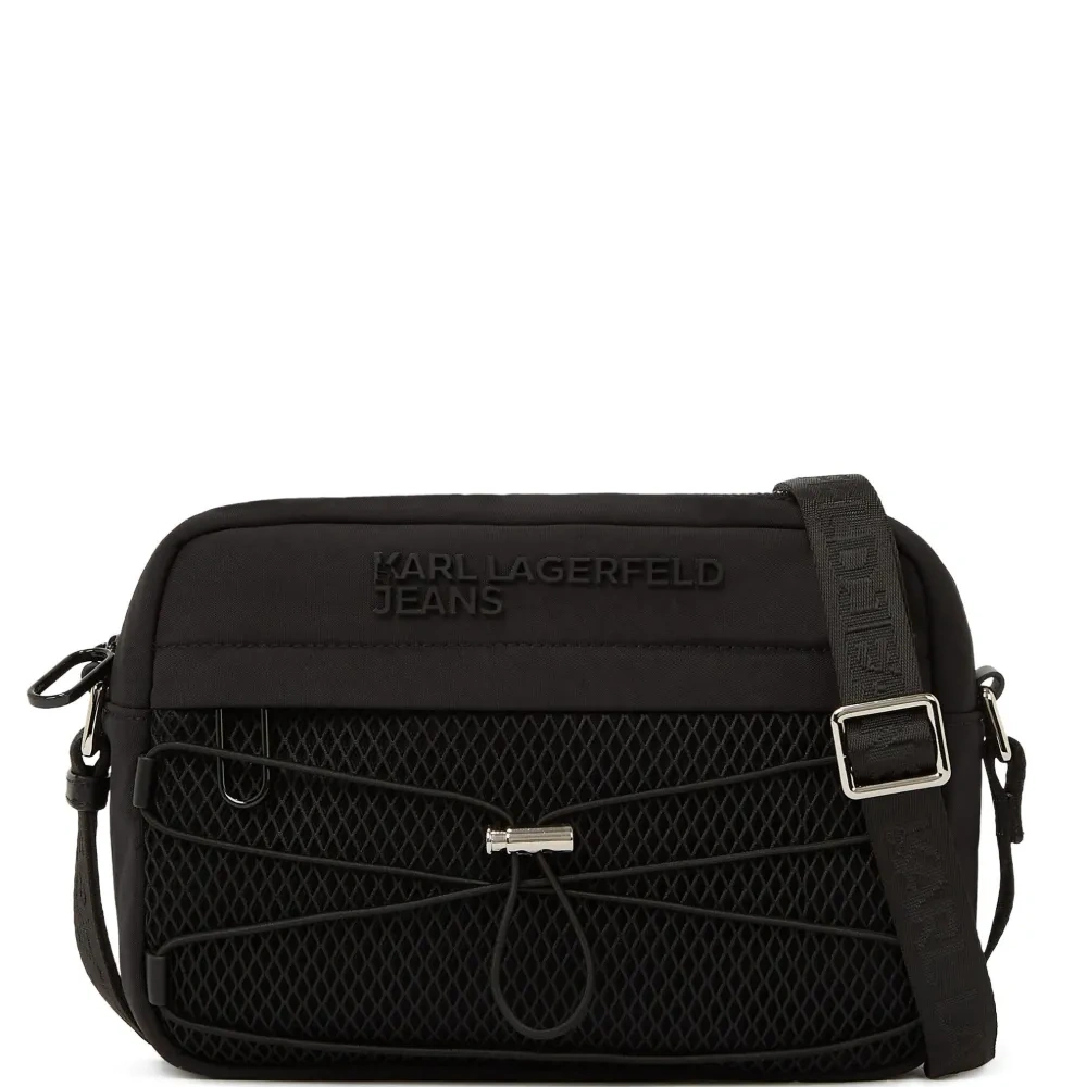 Сумка-мессенджер с сетчатой вставкой и логотипом Сумка-мессенджер с сетчатой вставкой и логотипом