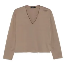 Декорированный топ из джерси с V-образным вырезом Декорированный топ из джерси с V-образным вырезом