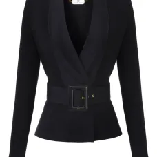 Блейзер с V-образным вырезом и поясом