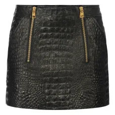Юбка мини с тиснением под кожу крокодила Юбка мини с тиснением под кожу крокодила