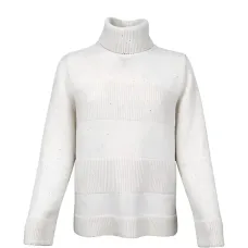 Полосатый свитер с воротником-стойкой