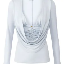 блузка с длинными рукавами и драпировкой