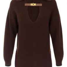 свитер с воротником поло и пряжкой