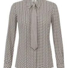 блузка с завязками и геометричным принтом