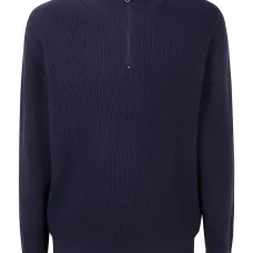 свитер в рубчик с воротником на молнии