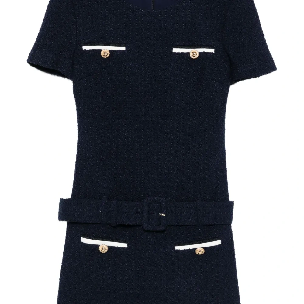 твидовое платье мини с поясом